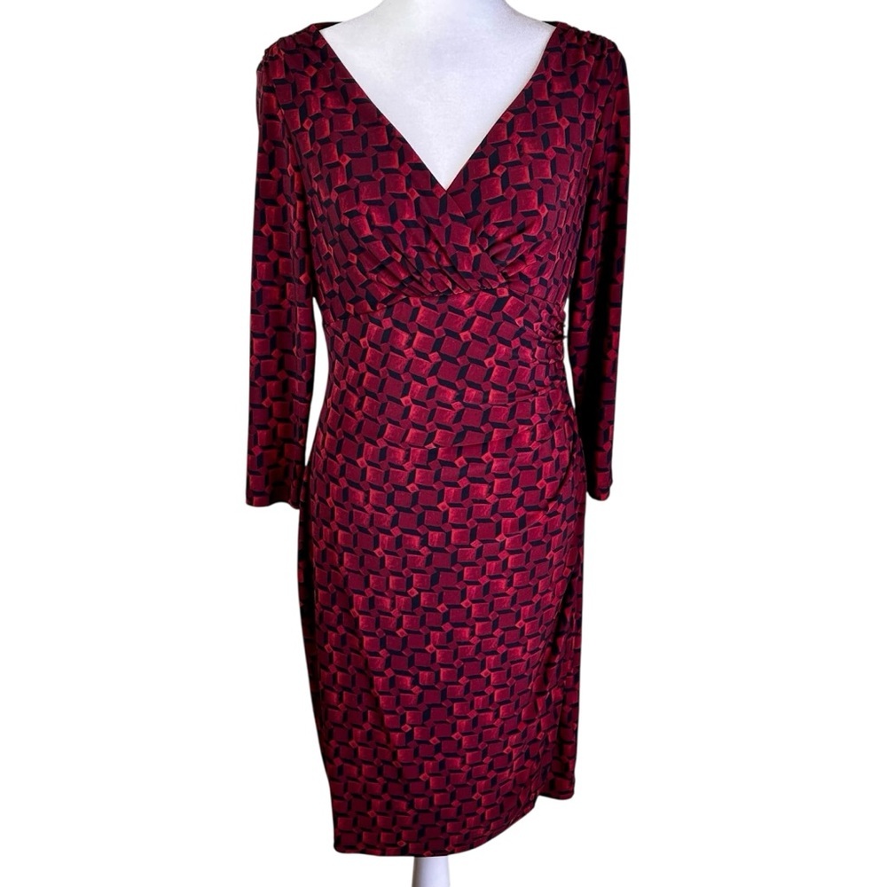 Ralph Lauren Red and Black 3/4 Sleeve Dress Size 6